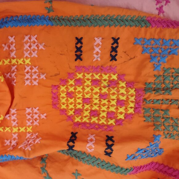 FARM RIO color blocked embroidered blouse - M - Picture 14 of 15